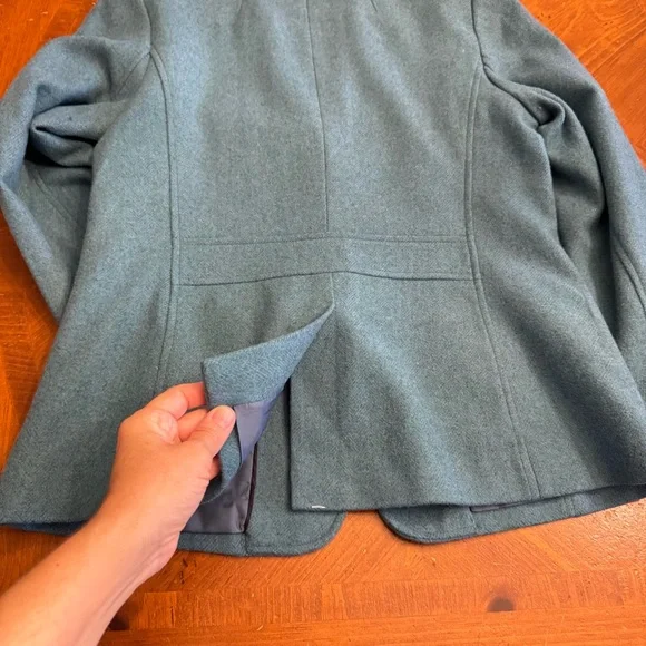 Talbots Jacket Blazer Teal Career Lined Gold Crest Buttons Wool Blend Size 10 - Picture 12 of 16